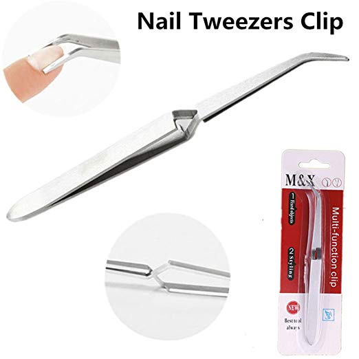 Acrylic Gel Tips Sculpture Tweezers Clip Pick up Nail Art Multi Function