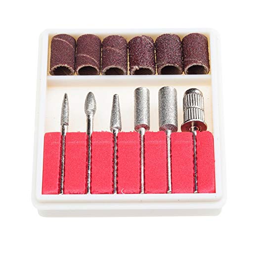 Best Quality Professional Manicure Pedicure Nailart 12pcs Set Kit With Bits Ends And Sanding Bands For Electric Nail Drills Files By VAGA