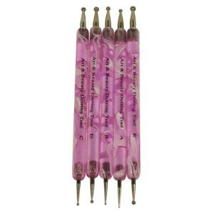 5 pcs Plastic Double Ended Dotting And Marbling Nail Art Tools Set