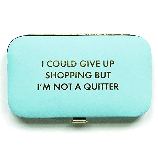 I Could Give Up Shopping Not a Quitter Aqua Vegan Leather 6 Piece Manicure Set