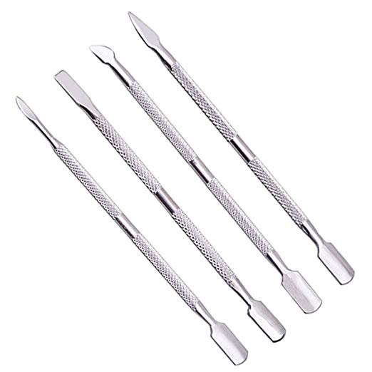 Mezerdoo 4Pscs/lot Nail Cuticle Pusher Spoon Cut Manicure Pedicure Remover Double Sided Finger Dead Skin Nail Art Care Tool 4 Styles