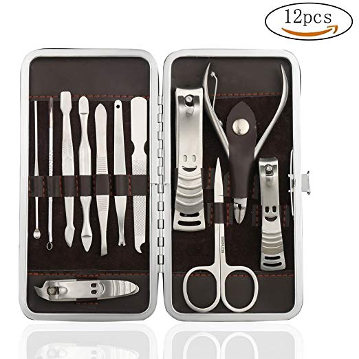 Professional Stainless Steel Nail Clipper Set Nail Tools Manicure & Pedicure Set of 12pcs