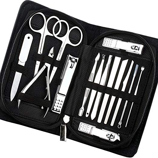 Manicure & Pedicure Set, Ankoor 15 Pieces Stainless Steel Nail-Clippers Nippers, Nail Tools with Portable Travel Case