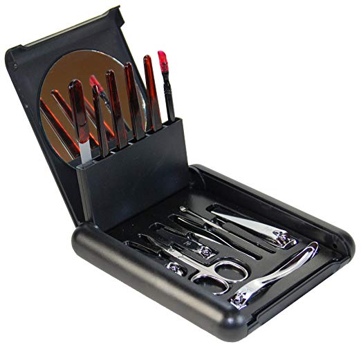 Nail Care Personal Manicure & Pedicure Set, Travel & Grooming Kit #BM512 Silver