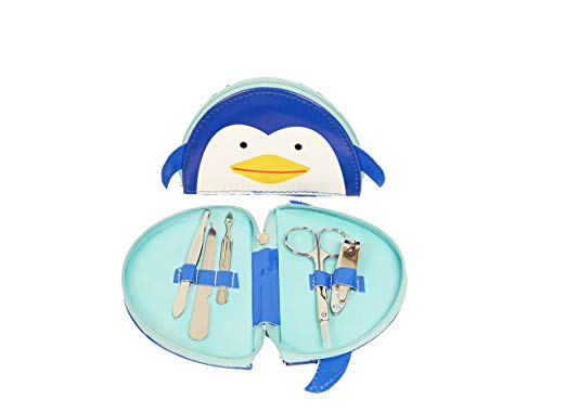 5-Piece Manicure Kit in Cute Animal Case (Blue Penguin)