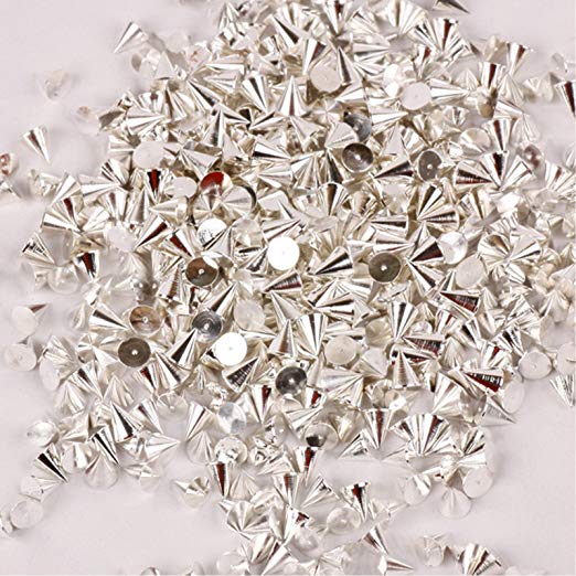 100PCS 3mm 3D Silver Cone Metallic nail art decoration rhinestone Studs